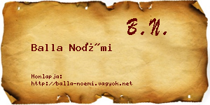 Balla Noémi névjegykártya