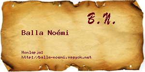 Balla Noémi névjegykártya